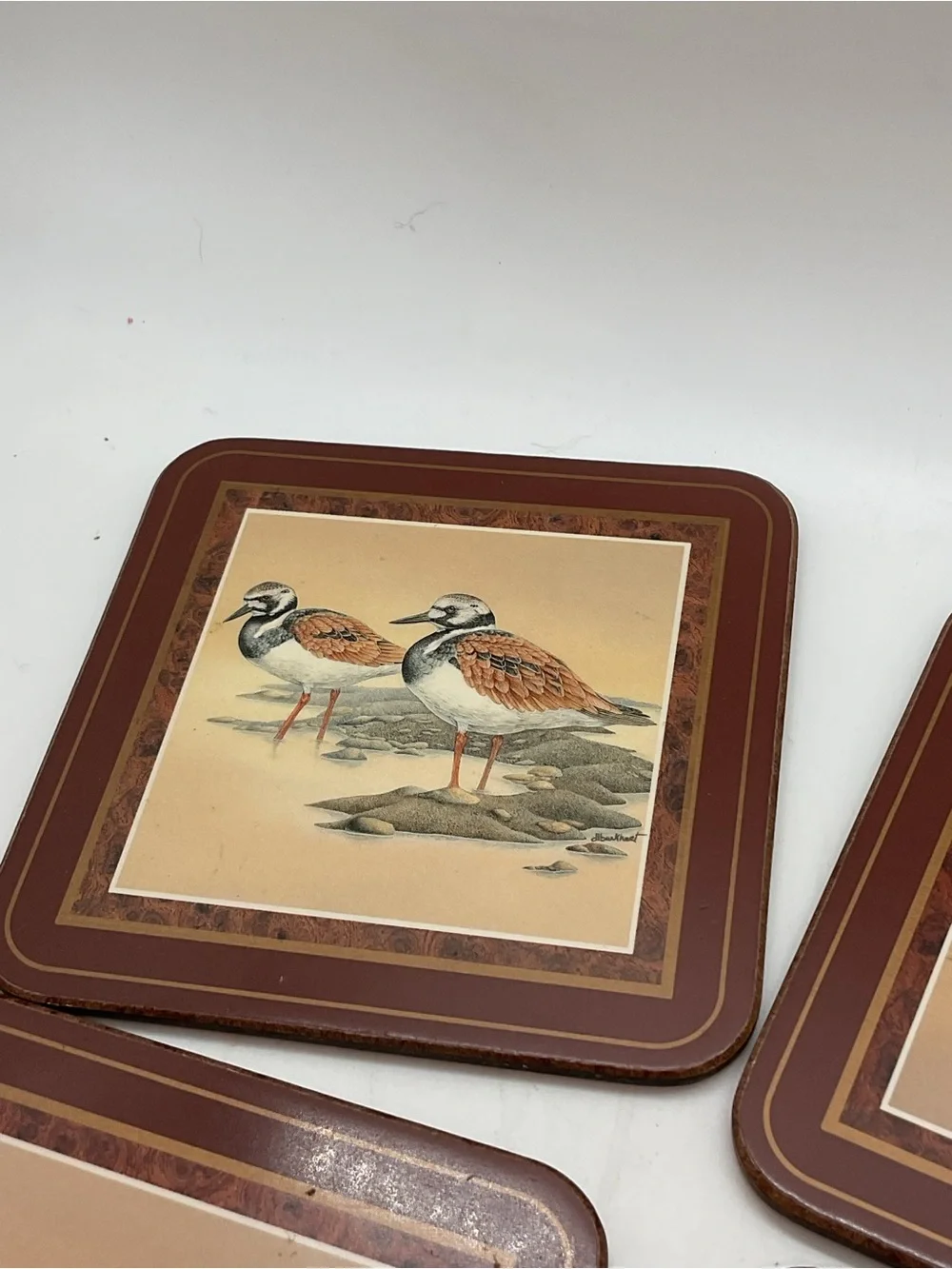 Pimpernel Brown and Tan Bird Coasters Set of 4